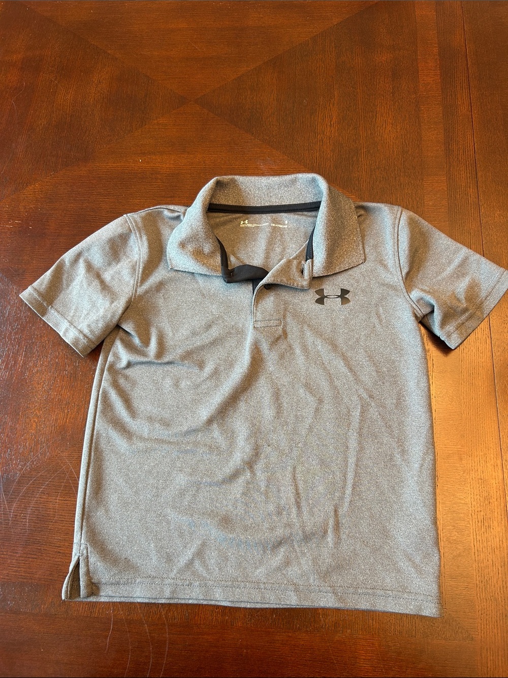 Under Armour Boys' Heather Gray Polo with Black Logo